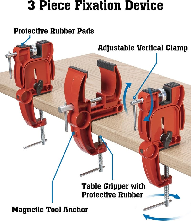 ANCHOM Ski and Snowboard Vises for Tuning, Repair and Waxing, Non-Slip Ski Snowboard Clamp with Rubber Pads, Vice Grips and Horizontal and Vertical Working Positions, Stable Ski Snowboard Tuning Vise - Image 2
